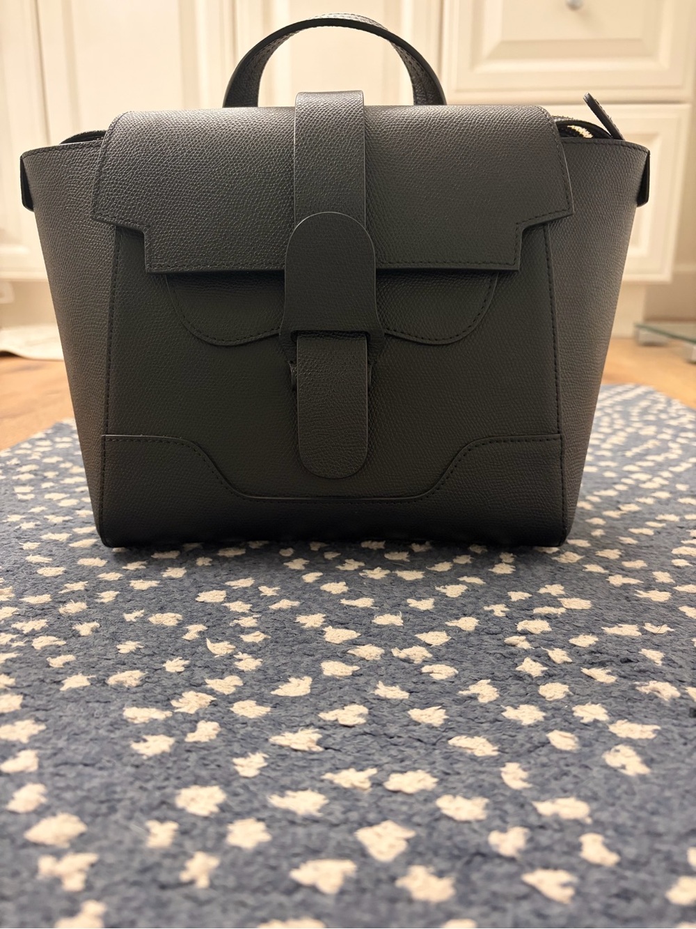 Senreve Black Structured Leather back pack - mini maestra
